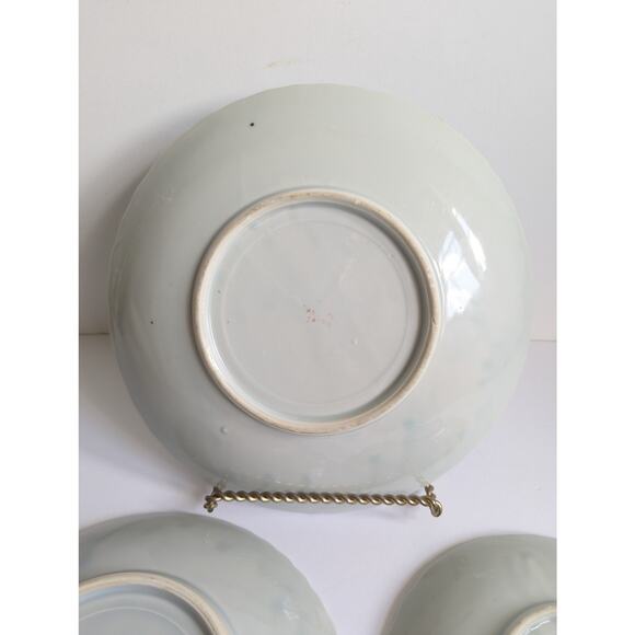 Red Crowned Crane Japanese Celadon Porcelain Early 20th Century Vintage Plates - Picture 13 of 16